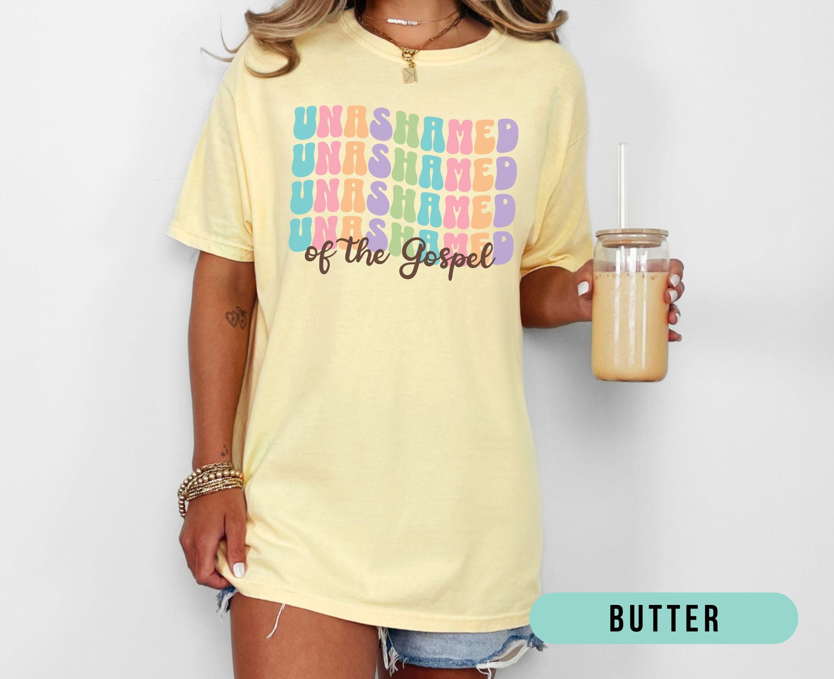 Retro Unashamed of the Gospel Christian Shirt, Trendy Comfort Colors Jesus Faith Tee, Cute Church Tshirt for Women, Gift for Christian Mom