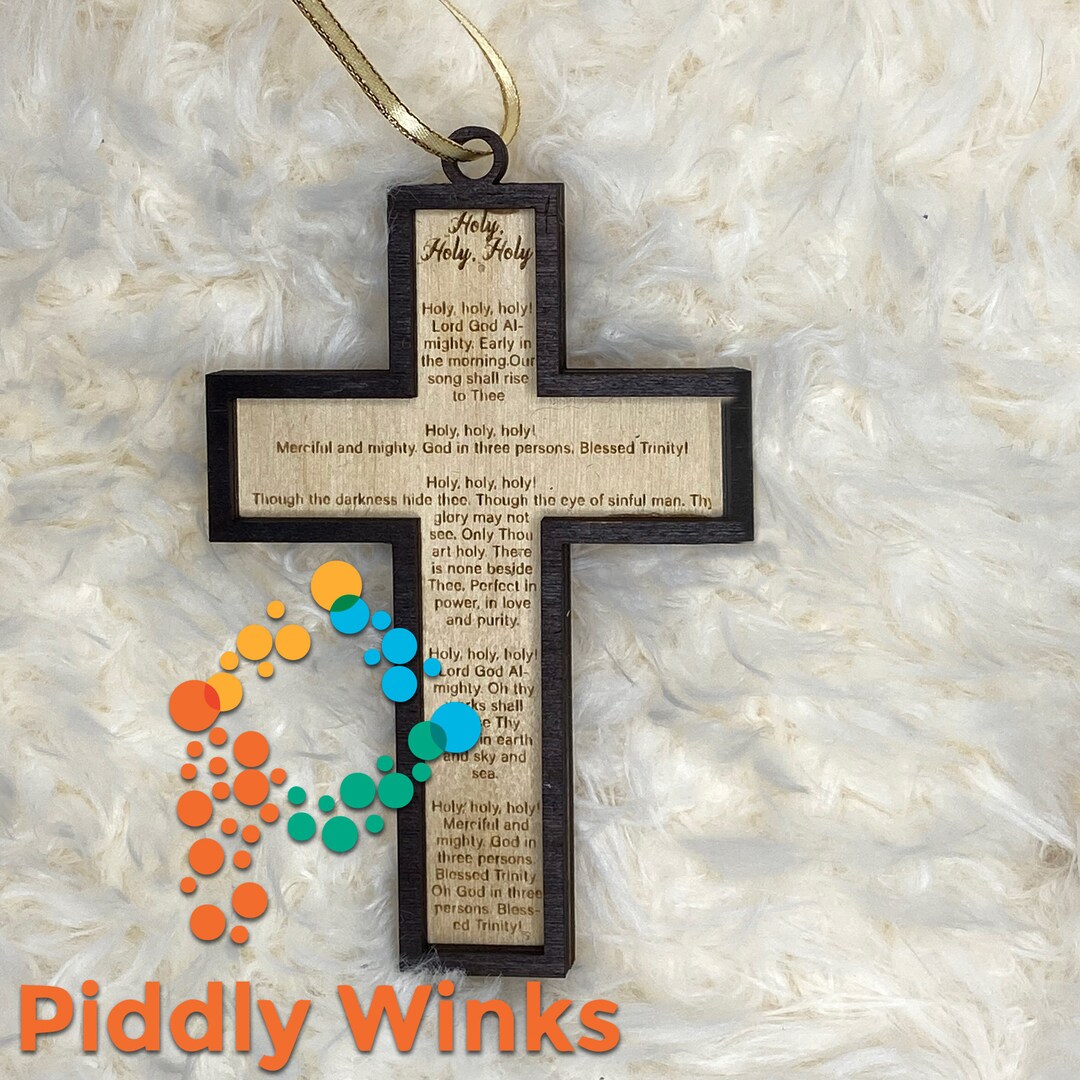 Holy, Holy, Holy Song Lyrics in Cross Ornament, Svg, Digital, Download