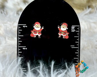 Santa with Toy Bag Stud Earring svg file, Glowforge created, 1/8&quot;, Christmas