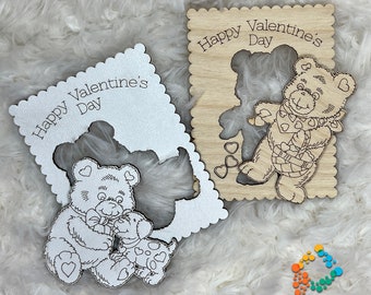 Valentine Trading Cards, Set of 4, svg, Kids, School, Magnetic, Color, Easy, Fast, Bears, Instant Download