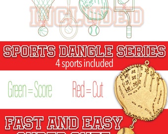 Sports Dangle Earring Series svg files, 4 sports, basketball, baseball/softball, football, tennis