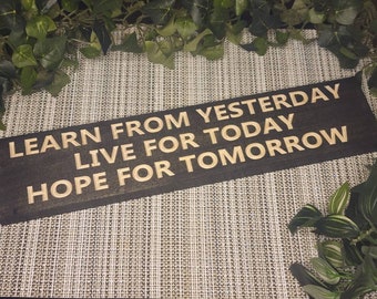 Inspirational Wood Sign - 'Learn, Live, Hope' | Motivational Home Decor | Positive Quote Art | Handcrafted  | Uplifting Gift Idea