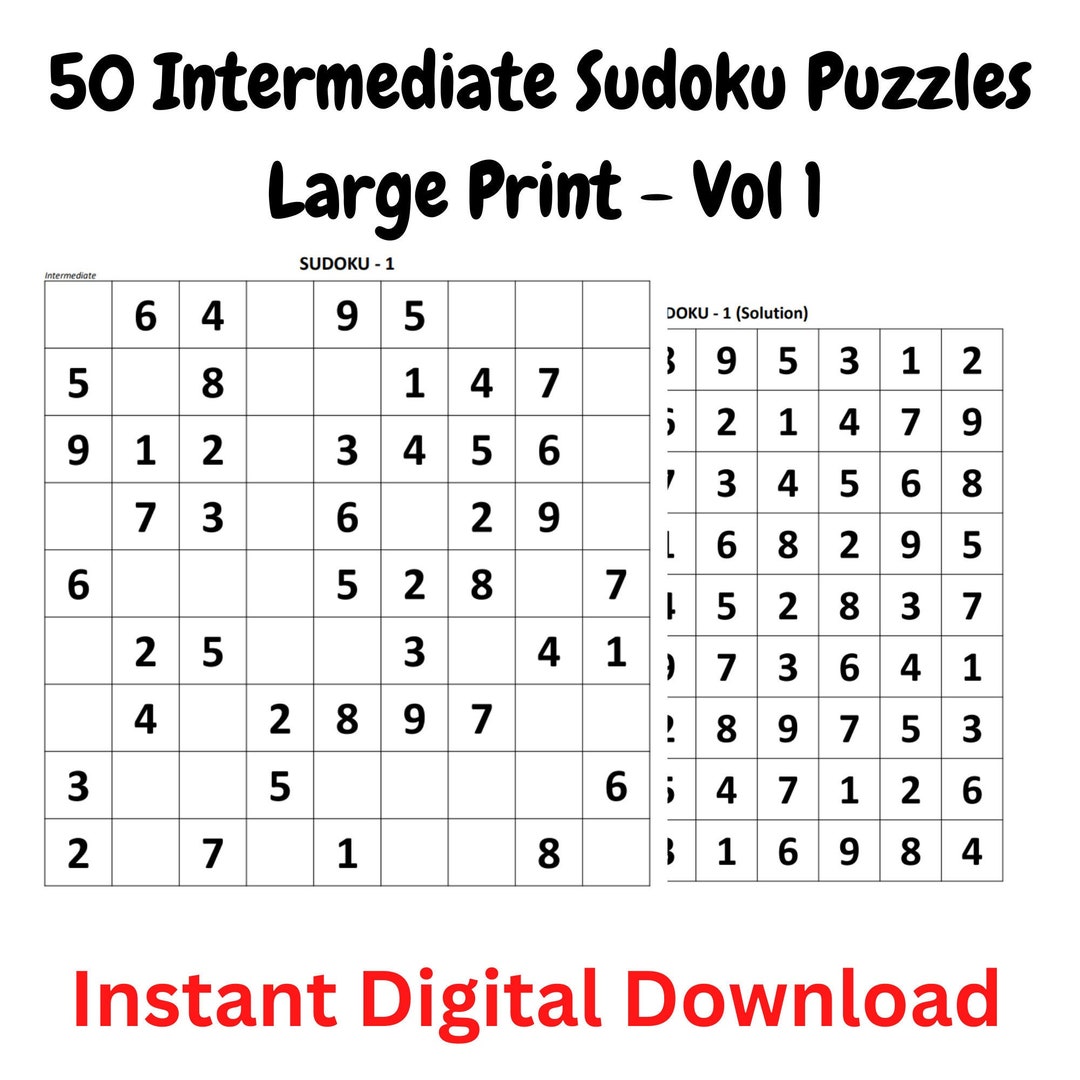 Intermediate Sudoku Puzzles and Solution Graphic by VirtuArtistry ·  Creative Fabrica