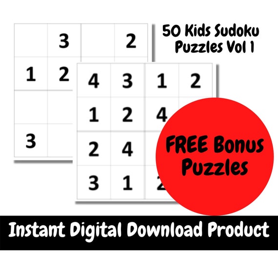 Printable Sudoku Puzzles for Kids - 4x4 - Easy