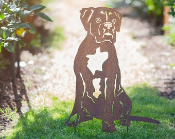 Boxer Dog -Rusty Garden Metal Art- Pet Memorial