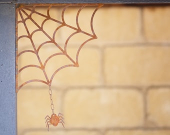 Spider Web Corner Decoration -Rusty Garden Art- Halloween Spooky