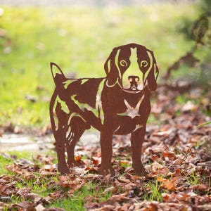 Beagle Dog *Rusty Garden Stake* Corten Steel Metal Sculpture and Memorial