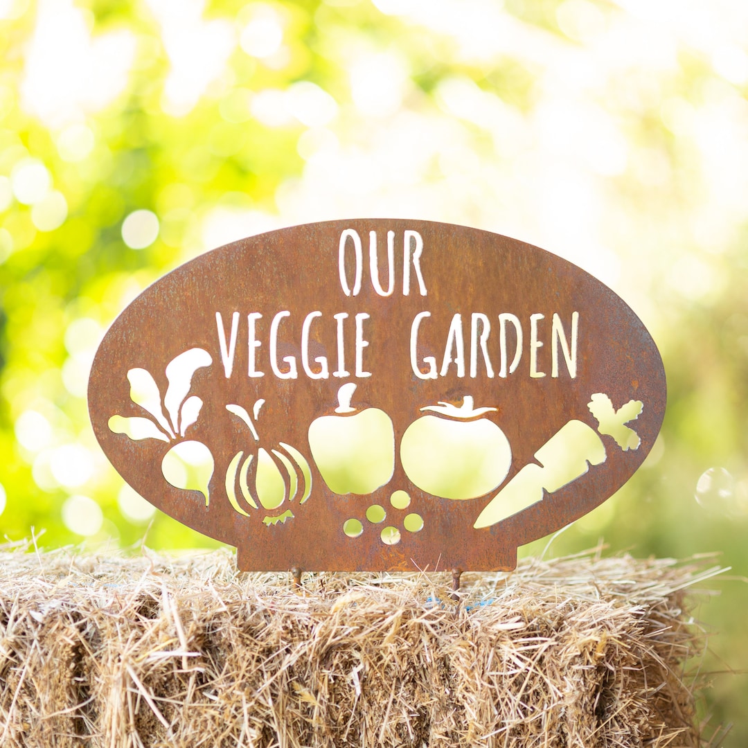 Personalized Rusty Corten Steel Vegetable Garden Sign - Custom Garden ...