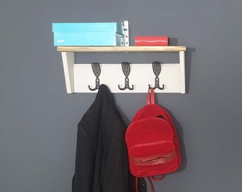 3 hooks 60 cm Wood  coat rack with hooks, hooks wood cloth hanger, hallway cloth rack with shelve