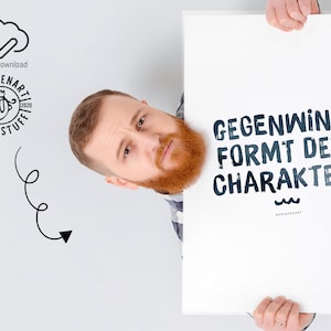 Maritimes Poster, Typografie, Spruch, Inspiration, Nordsee, Gegenwind formt den Charakter