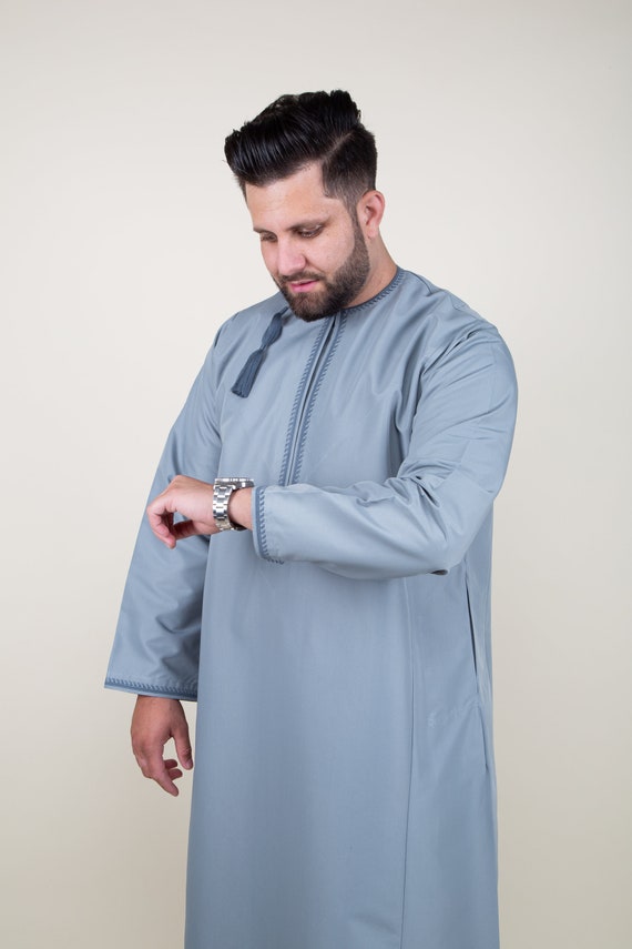 Robe Kaftan Homme Style Arabe - Dishdasha été Léger Et Habillé - Modèle Désert Avec Poches - Tissu Confortable