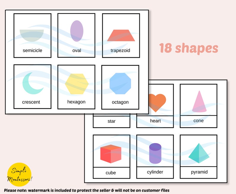 Colors & Shapes Printable Flashcards Matching Sorting Game - Etsy