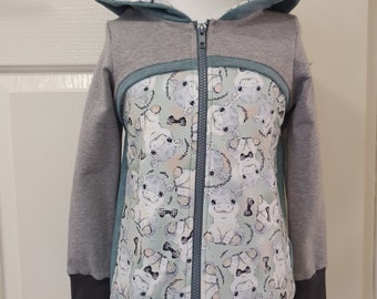 Hippo print children's zip up hoodie, Age 5-6