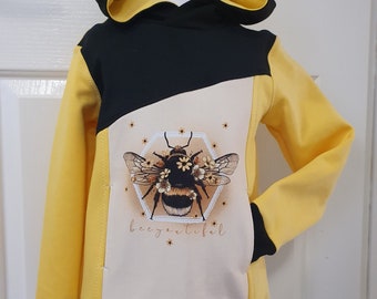 Bee print children's hoodie, Age 5-6