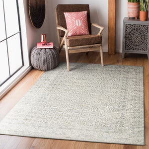 HomeArt Living Room RUG - Short Pile, Bordered, Soft, Area Carpet for Bedroom & Home Decoration, Burlington Pattern Rugs (Ivory Grey)