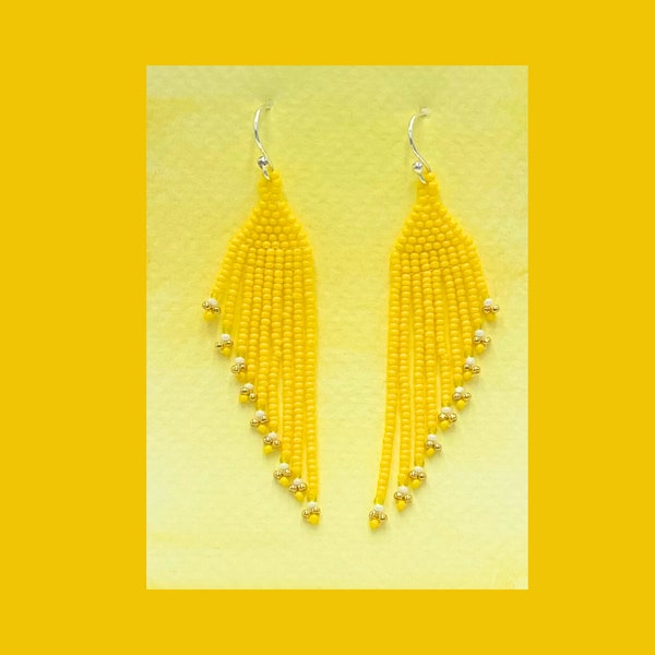 Beaded Fringe Wing Earrings