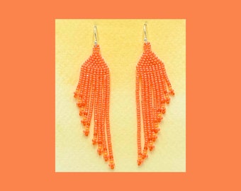 Beaded Fringe Wing Earrings