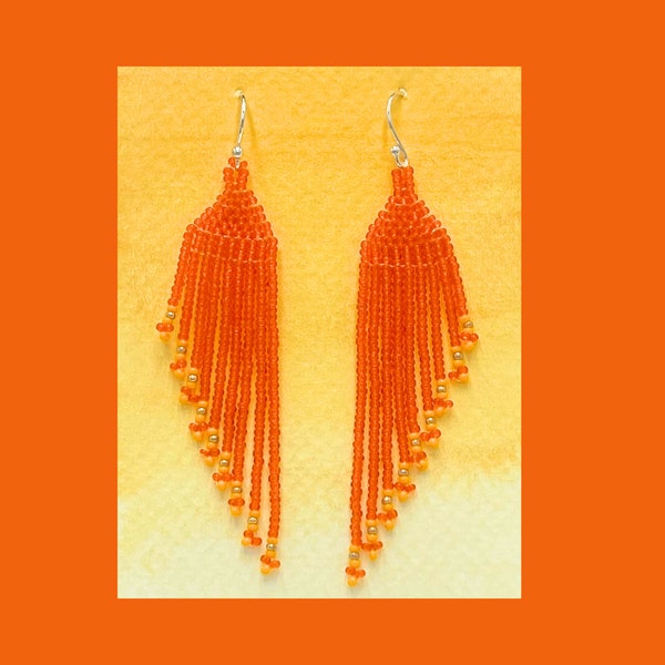 Beaded Fringe Wing Earrings