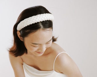 Beaded Pearl Wedding Headband, Bridal Hair Accessory, Hen-do