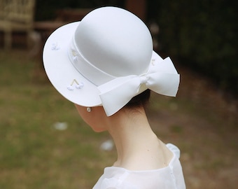 Bella Hochzeitsmütze, Brautmütze, Floppy Hat, Formal Hat, Kirchenhut, Braut Shower Geschenk, Retro Hochzeitshut