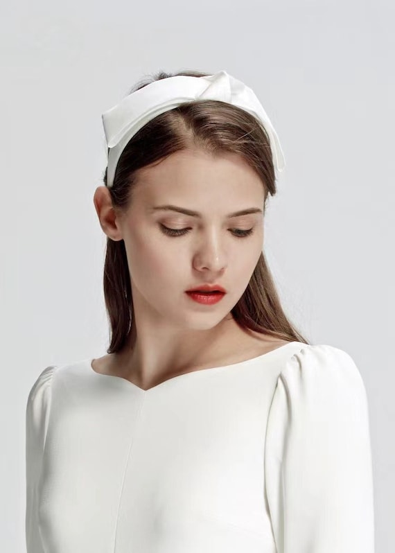 Satin Bow Headband, Wedding Headpiece, Bridal Hair Piece, Bridal Shower Gift, Simple Headband
