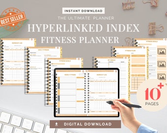 Digital FITNESS planner, GoodNotes Fitness Planner, Fitness Journal, Weight Loss Tracker, UNDATED iPad Workout Planner, Wellness Template