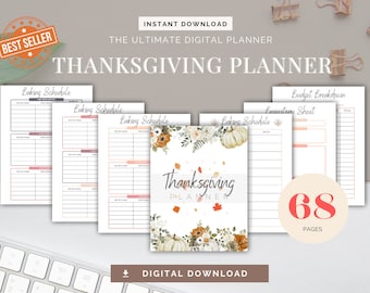 Planificador de Acción de Gracias, Listas de planificación de Acción de Gracias, Listas de verificación de planificación de Acción de Gracias, Planificador de vacaciones, Actividades de Acción de Gracias, Planificación de vacaciones
