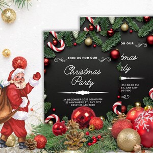 Editable Christmas Party Invitation, Christmas Trees Holiday Trees Invitation, Instant Download Printable Christmas Invite