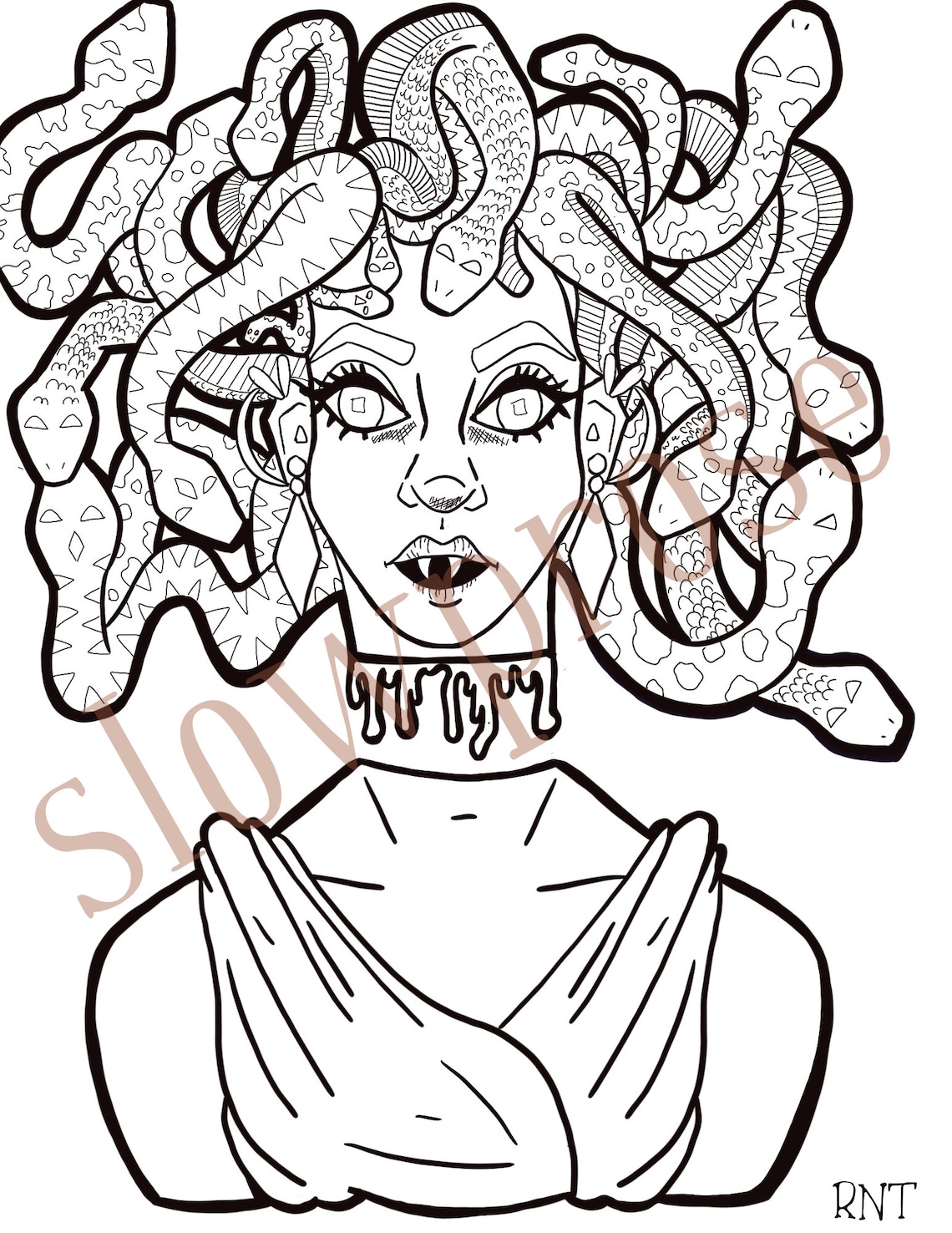 Printable Medusa Coloring Page for Adults | Greek Mythology Coloring ...