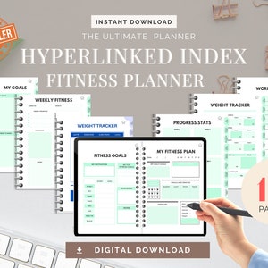 Printable Digital Goal and Fitness Planner Templates, Workout Planner and Weight Loss Tracker, Printable Fitness Planner, Fitness Journal