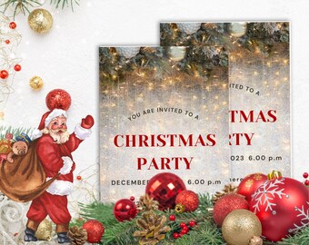 Invitación moderna a la fiesta de Navidad, invitación navideña, invitación navideña imprimible de descarga instantánea, invitación móvil, electrónica