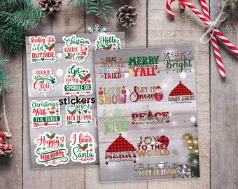 Paquete SVG Png inspirador de Navidad, pegatinas IMPRIMIBLES, pegatinas navideñas retro, pegatinas navideñas, PNG de Navidad, pegatinas digitales