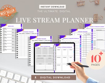 Stream Planner Live Streaming Twitch Streamer Planung Stream Organizing Gamer Planner Vorlage Printable Stream Terminplan