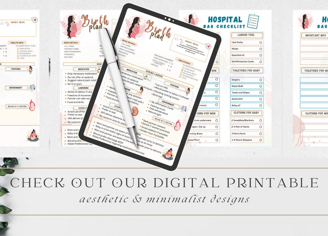 Birth Plan Template, Pregnancy Planner Checklist, Newborn Baby Kit - Etsy