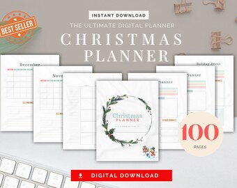 Planificador de Navidad imprimible, Planificador de vacaciones, Planificador de presupuesto de regalos, Lista de regalos de Navidad, Carpeta de Navidad, Planificador de Navidad, Lista de tareas de Navidad