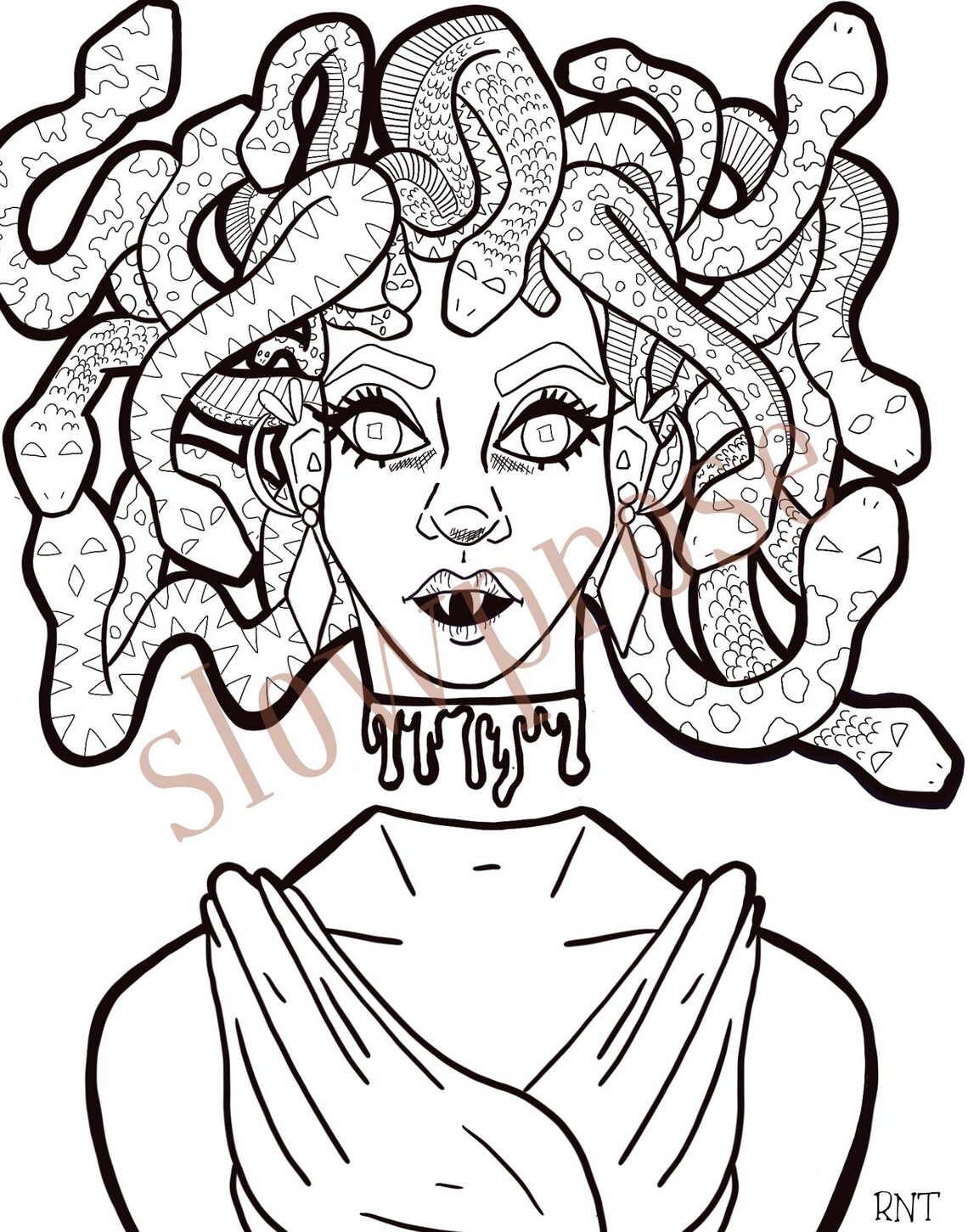 Printable Medusa Coloring Page for Adults | Greek Mythology Coloring ...