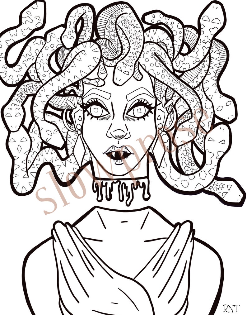 Printable Medusa Coloring Page for Adults | Greek Mythology Coloring ...