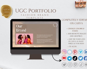 UGC Portfolio Template,  UGC Landing Page, UGC Website, Creator Portfolio, Content Creator Kit, ugc media kit, canva portfolio pitch