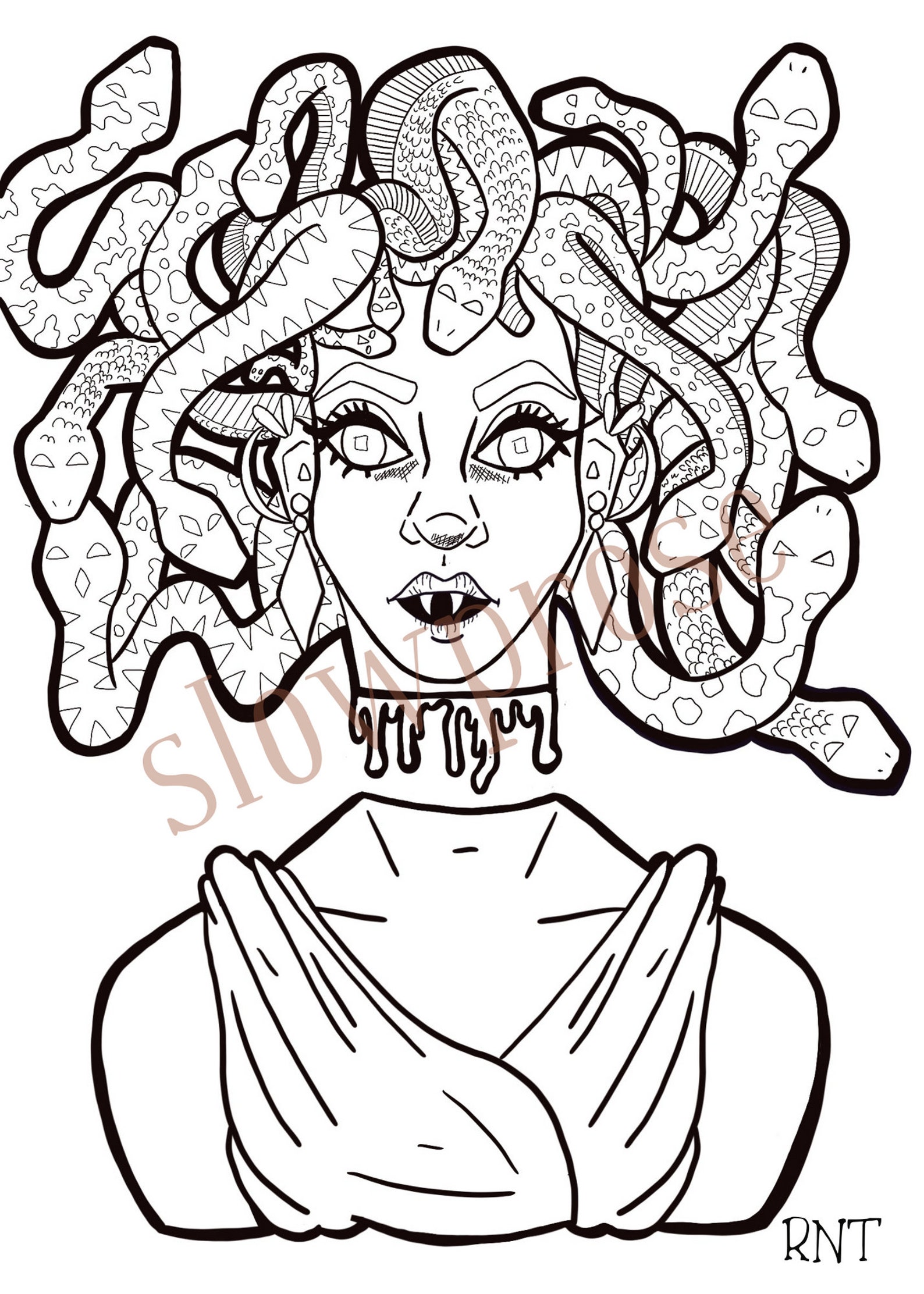 Printable Medusa Coloring Page For Adults Greek Mythology Etsy