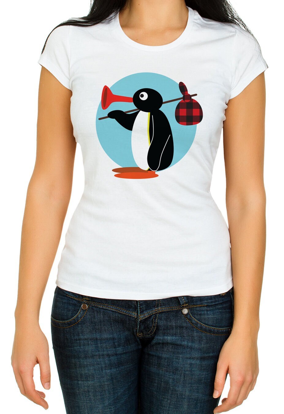 a bathing pingu shirt
