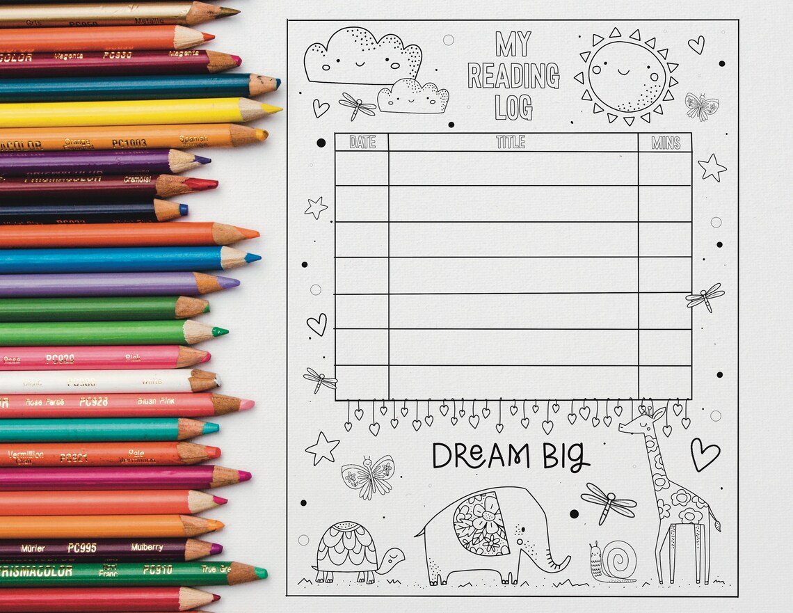 Color in Reading Log 2 Pack Printable Instant Download | Etsy