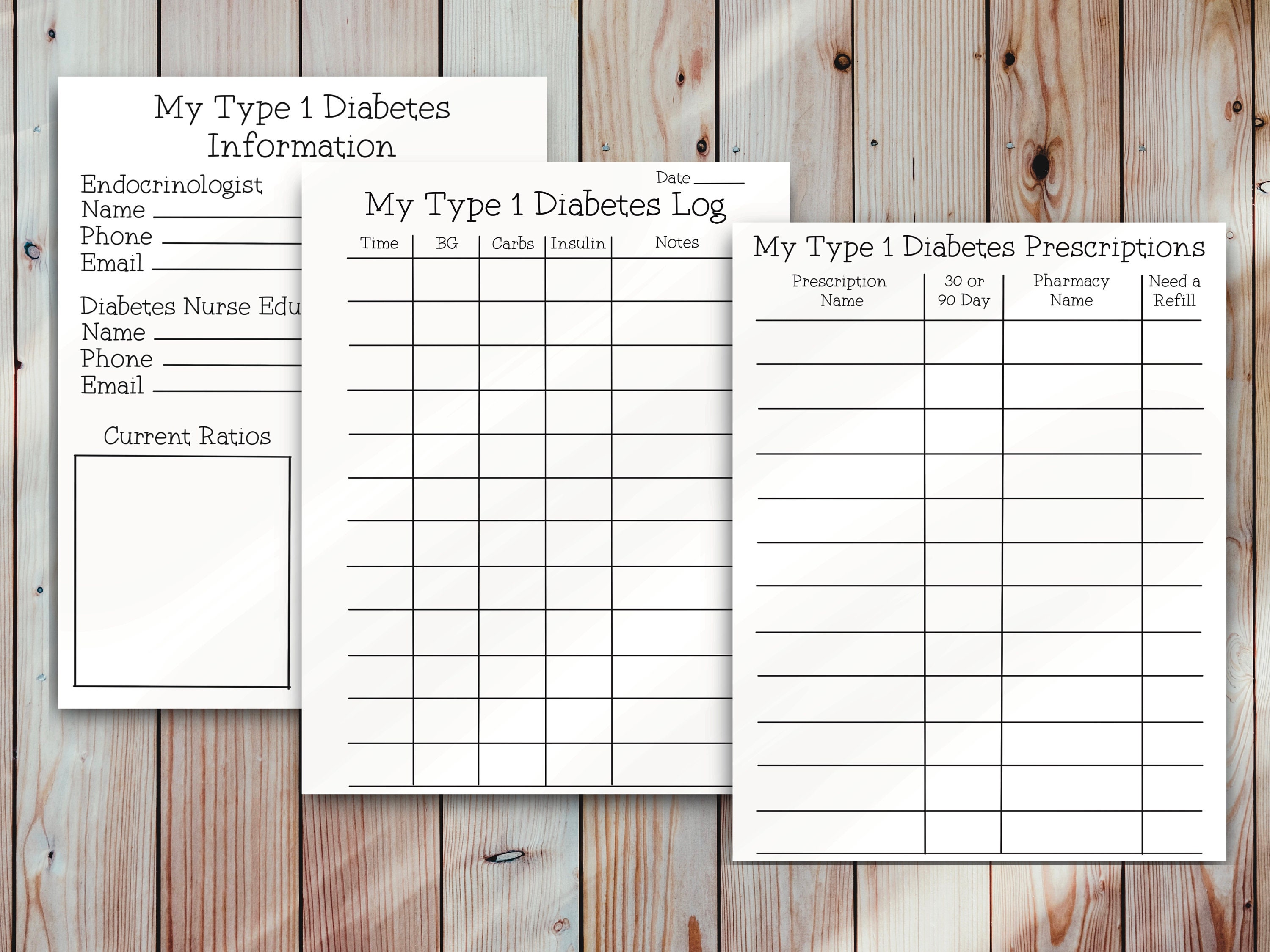 3 Page Type One Diabetes Management Printables Instant Etsy 3 Page Type One Diabetes Management Printables Instant Etsy