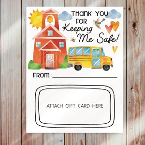 End of School Gift Card Holder, Bus Driver Gift,  Printable, Instant Download