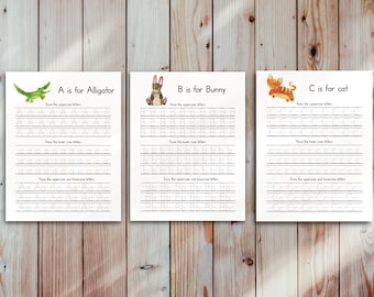 Alphabet Handwriting Practice, Instant Download, Printable