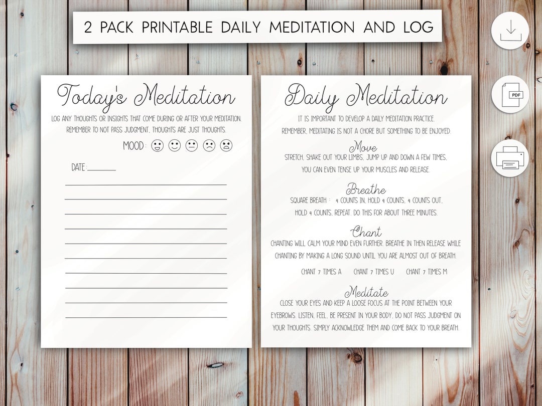 Printable Daily Meditation Log and Guide - Etsy
