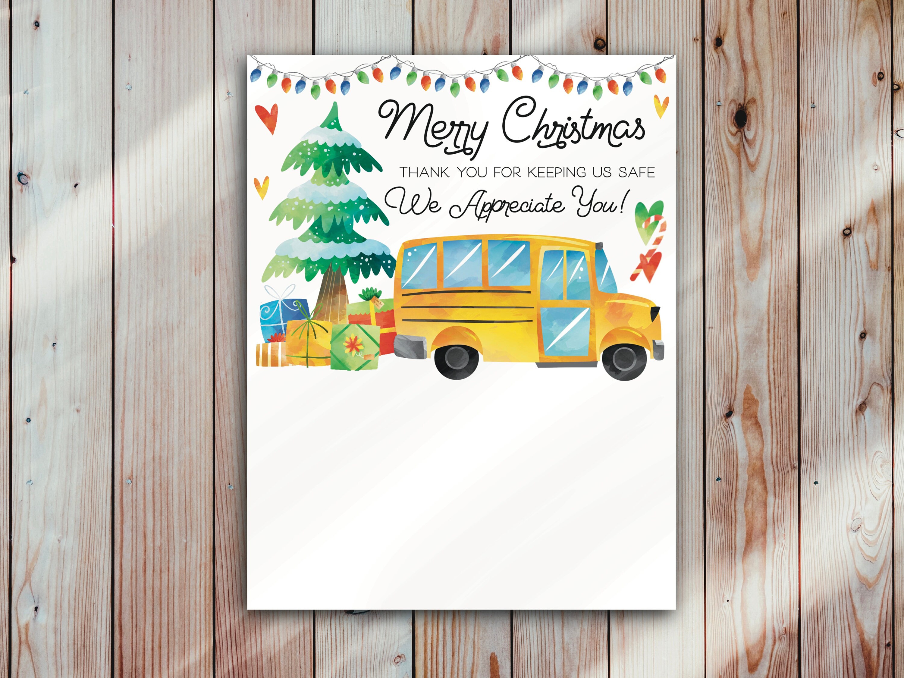 School Bus Driver Christmas Card, Printable, Instant Download - Etsy
