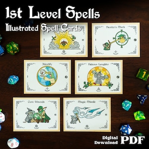 1er nivel - Cartas de hechizos ilustradas de DnD 2014 [ DESCARGA DIGITAL ]