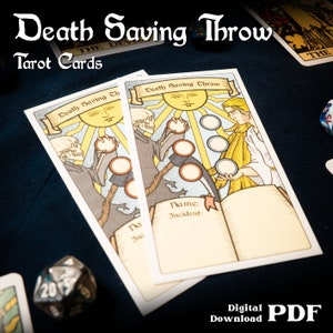 DnD - Cartes de tarot de sauvetage de la mort [TÉLÉCHARGEMENT NUMÉRIQUE]