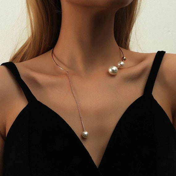 Women Fashion Chain String Beads Necklace Clavicle Necklace