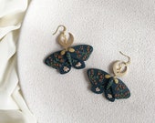 Butterfly Earrings | Folk Flowers | Polymer Clay Earrings | Floral Earrings | Handmade Earrings | Moth Earrings | Gift For Her